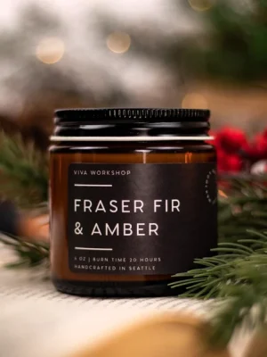 fraser fir & amber soy wax candle