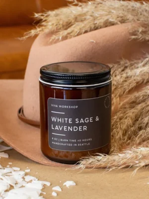 white sage & lavender soy wax candle
