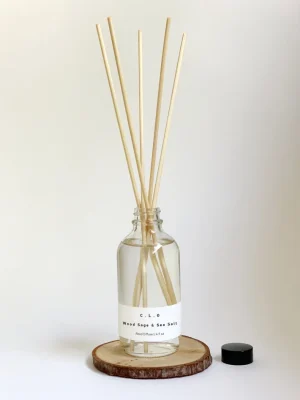 handmade wood sage & sea salt reed diffuser