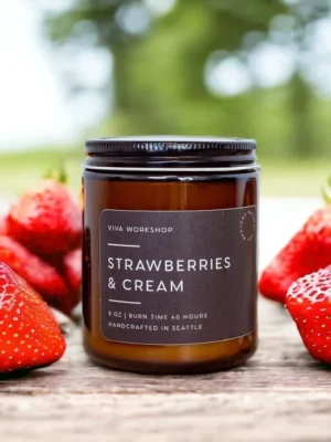 strawberries & cream soy wax candle