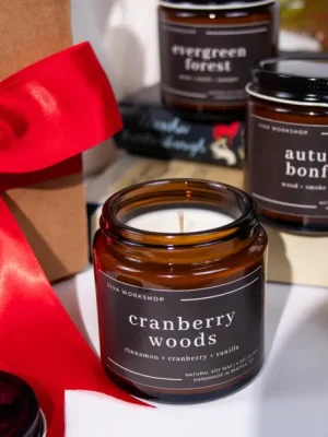 cranberry woods soy wax candle