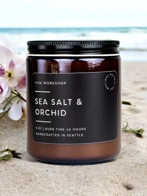 sea salt & orchid soy wax candle