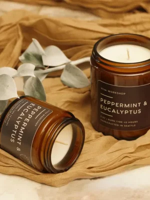 peppermint eucalyptus soy wax candle