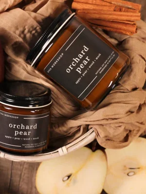 orchard pear soy wax candle