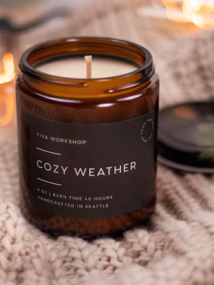 cozy weather soy wax candle