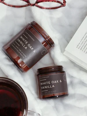 white oak and vanilla soy candle